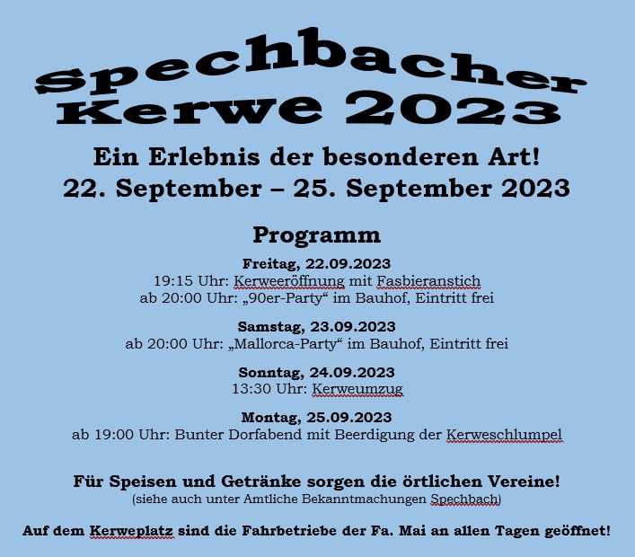 Spechbacher Kerwe 2023